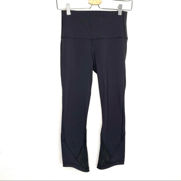 Lululemon black mesh ankle crop leggings - Picture 1 of 8